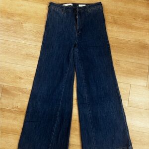 Pilcro and the Letterpress Deep Indigo Wide-Leg Jeans